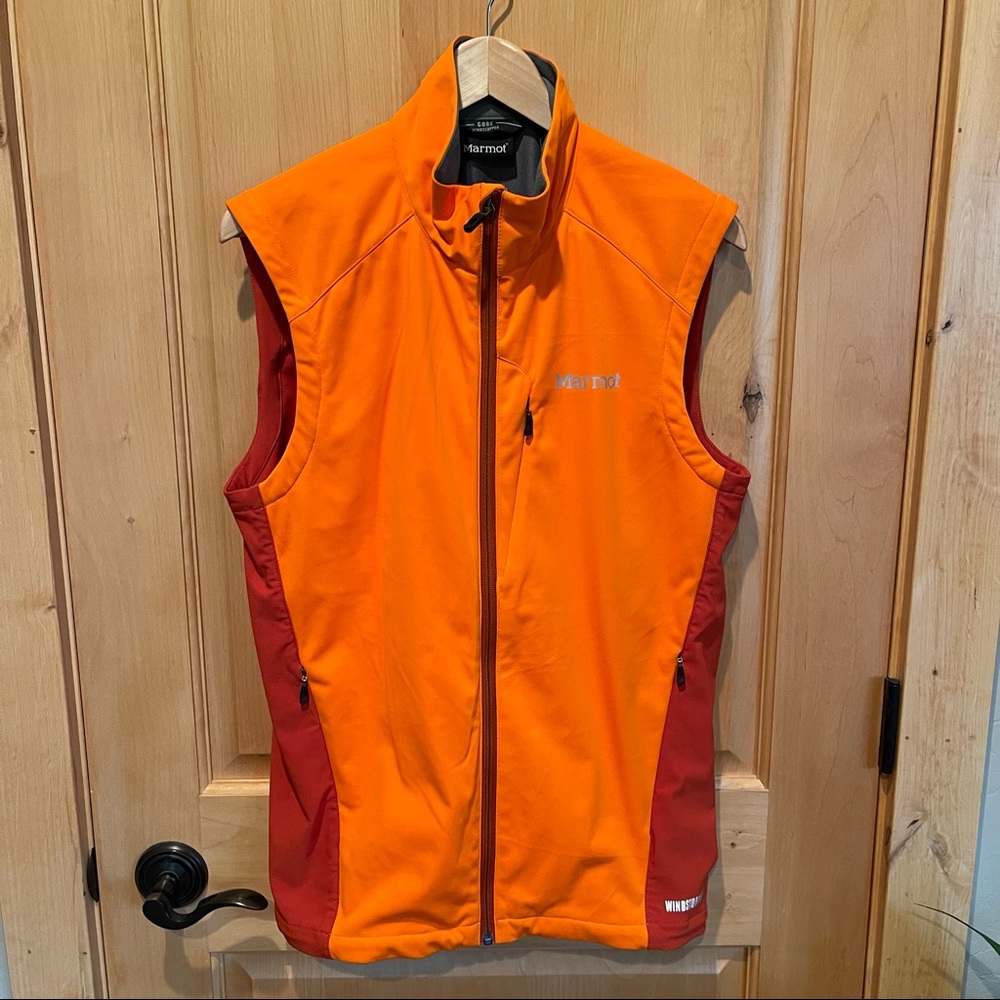 Men’s Marmot wind stopper vest orange size medium